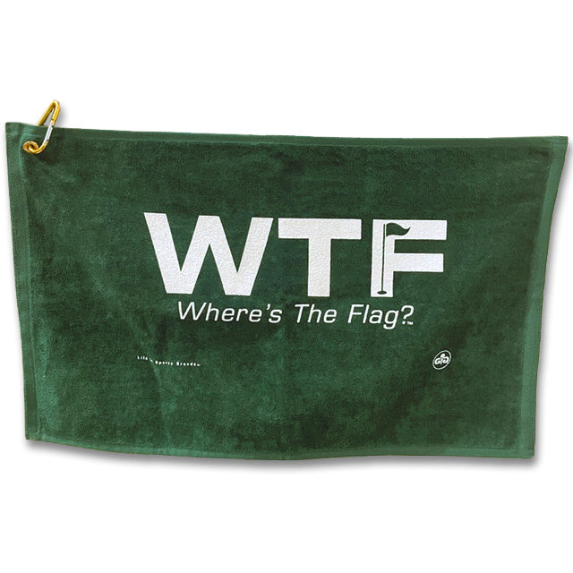 GOLF TOWEL WTF WHERE'S THE FLAG