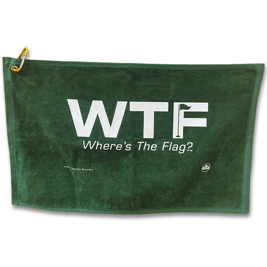 GOLF TOWEL WTF WHERE'S THE FLAG